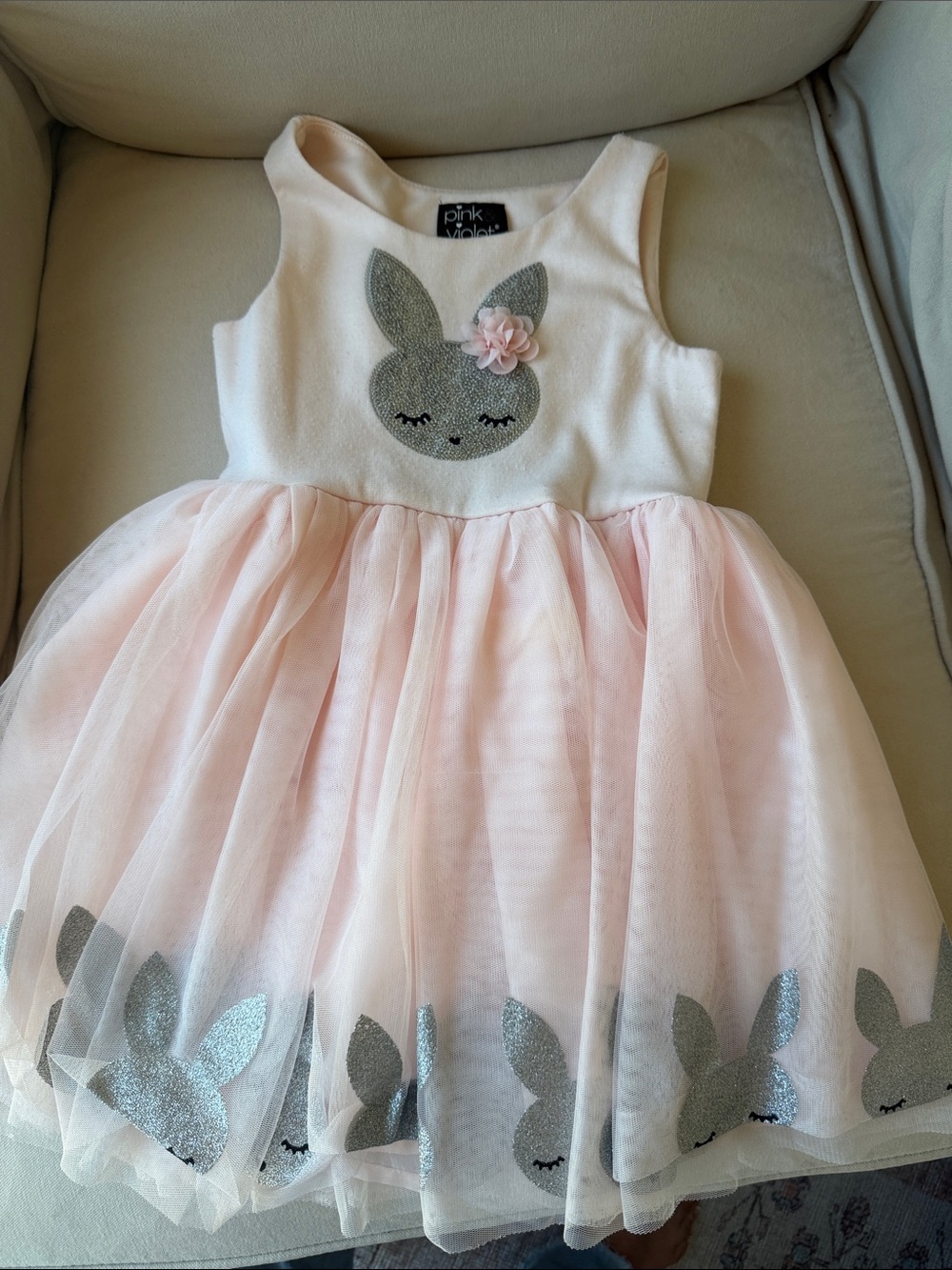 Girls' Pink Bunny Tulle Dress